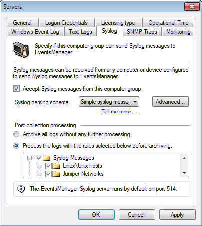 Wide support for log sources